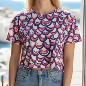 Collage Clothing Mermaid Core Short-Sleeve High-Low Top Scale Print